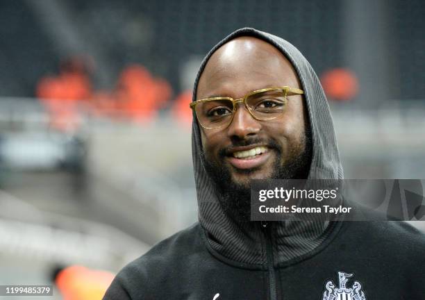 Jetro Willems of Newcastle United arrives for the FA Cup Third Round Replay match between Newcastle United and Rochdale AFC at St. James Park on...