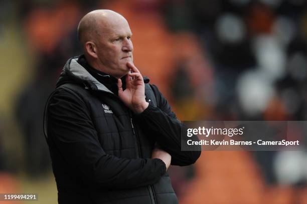 Blackpool manager Simon Grayson during the Sky Bet League One match between Blackpool and Southend United at Bloomfield Road on February 8, 2020 in...