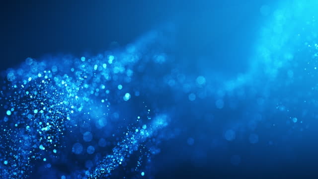 4k Abstract Particle Wave Bokeh Background - Blue, Water, Snow - Beautiful Glitter Loop