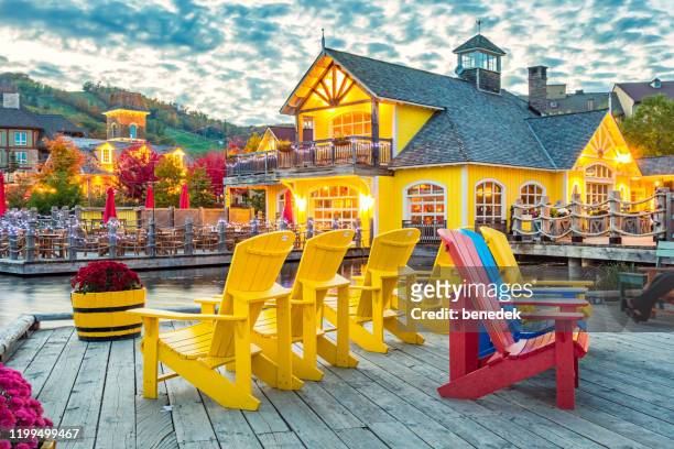 blue mountain resort village in collingwood ontario canada - blue mountain stock pictures, royalty-free photos & images