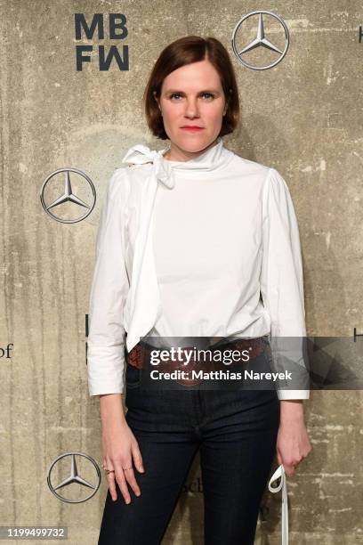 Fritzi Haberlandt attends the Odeeh show during Berlin Fashion Week Autumn/Winter 2020 at Kraftwerk Mitte at Kraftwerk Mitte on January 14, 2020 in...