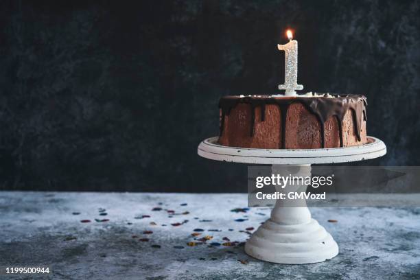 1st birthday cake - cake candles stock pictures, royalty-free photos & images