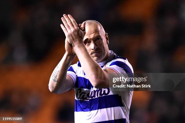 Charlie Adam of Reading acknowledges the fans after the FA Cup Third Round Replay match between Blackpool and Reading at Bloomfield Road on January...