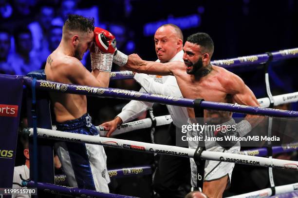 Anthony Tomlinson lands a big right hand on route to stopping Stewart Burt during the Welterweight fight between Anthony Tomlinson and Stewart Burt...