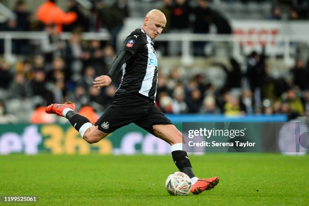 Newcastle United Jonjo Shelvey passes the ball during the FA Cup Third Round Replay match between Newcastle United and Rochdale AFC at St. James Park...