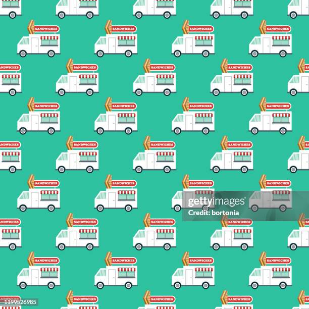 stockillustraties, clipart, cartoons en iconen met sandwich food truck patroon - club sandwich