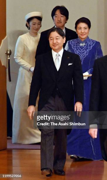 Emperor Naruhito, Empress Masako, Crown Prince Fumihito and Crown Princess Kiko of Akishino attend the 'Kosho Hajime-no-Gi', first lecture of the New...