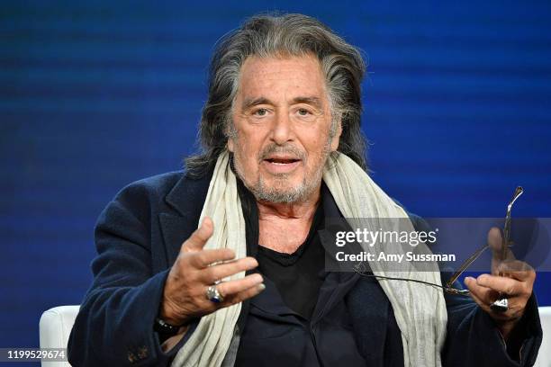 Al Pacino of Amazon Prime's 'Hunters' speaks onstage during the 2020 Winter TCA Tour Day 8 at The Langham Huntington, Pasadena on January 14, 2020 in...