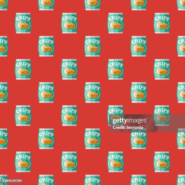 cheddar and onion potato chip flavor pattern - potato chips background stock illustrations