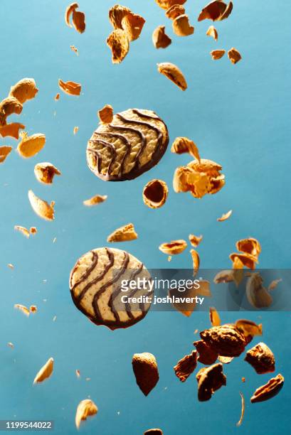 almond cookies - falling food stock pictures, royalty-free photos & images