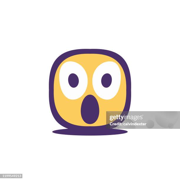 emoticon design flat color outline cube shaped and shadow efffect - tinder panic stock illustrations