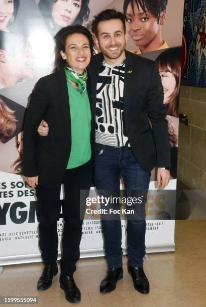Producer Sandrine Bauer, director Quentin Delcourt attend "Pygmalionnes" Screening at Assemblee Nationale on January 14, 2020 in Paris, France.