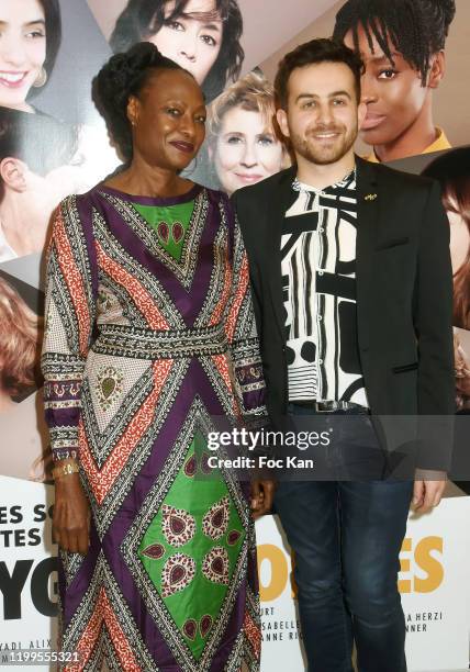 Actress Rahmatou Keita and director Quentin Delcourt attend "Pygmalionnes" Screening at Assemblee Nationale on January 14, 2020 in Paris, France.