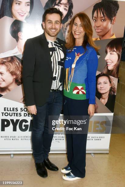 Director Quentin Delcourt and Karolyne Leibovici attend "Pygmalionnes" Screening at Assemblee Nationale on January 14, 2020 in Paris, France.