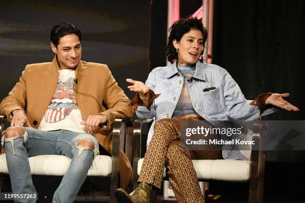 Carlos Miranda and Roberta Colindrez of 'Vida' speak onstage during STARZ TCA Winter 2020 on January 14, 2020 in Pasadena, California.