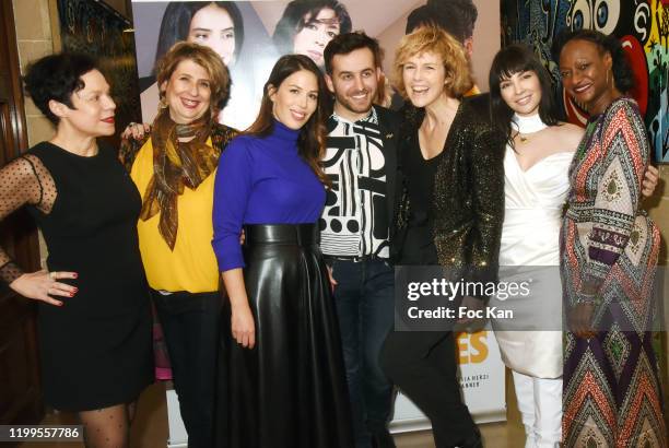 Actresses Isabelle Gibbal Hardy, Laurence Meunier, Nathalie Marchak, director Quentin Delcourt, actresses Anne Richard, Alix Benezech and Rahmatou...