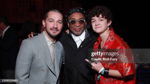 Shia LaBeouf, Spike Lee and Noah Jupe attend the 2020 Film Independent Spirit Awards on February 08, 2020 in Santa Monica, California.