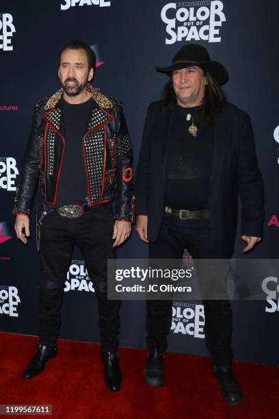 Actor Nicolas Cage and director Richard Stanley attend the special screening of "Color Out Of Space" at the Vista Theatre on January 14, 2020 in Los...