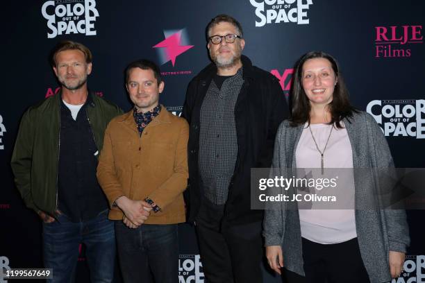 Guest, actor Elijah Wood, producers Daniel Noah and Lisa Whalen attend the special screening of "Color Out Of Space" at the Vista Theatre on January...