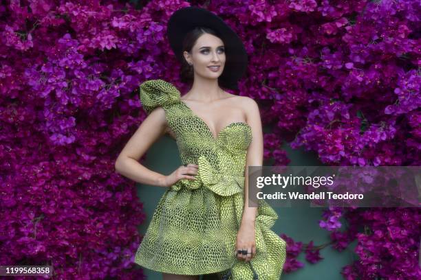 Racegoer attends the Magic Millions Raceday at the Gold Coast Turf Club on January 11, 2020 in Gold Coast, Australia.