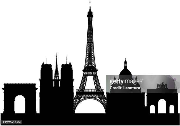 paris (all buildings are complete and moveable) - paris skyline vector stock illustrations