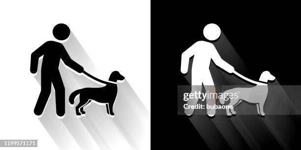 disability dog black and white icon with long shadow - seeing eye dog stock illustrations