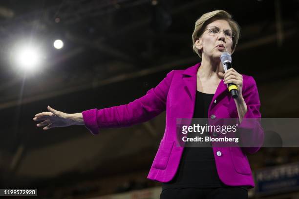 Senator Elizabeth Warren, a Democrat from Massachusetts and 2020 presidential candidate, speaks during the 61st Annual McIntyre-Shaheen 100 Club...
