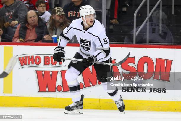 Los Angeles Kings left wing Austin Wagner skates during the second period of the National Hockey League game between the New Jersey Devils and the...