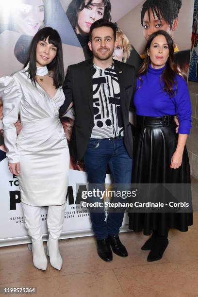 Actress Alix Benezech, Director Quentin Delcourt and Director Nathalie Marchak attend the "Pygmalionnes" Screening at Assemblee Nationale on January...