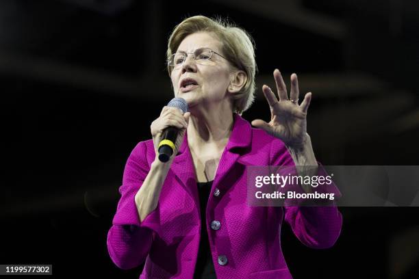 Senator Elizabeth Warren, a Democrat from Massachusetts and 2020 presidential candidate, speaks during the 61st Annual McIntyre-Shaheen 100 Club...