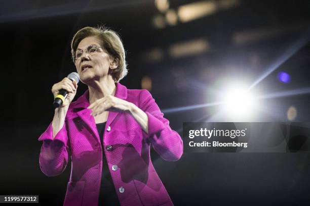 Senator Elizabeth Warren, a Democrat from Massachusetts and 2020 presidential candidate, speaks during the 61st Annual McIntyre-Shaheen 100 Club...