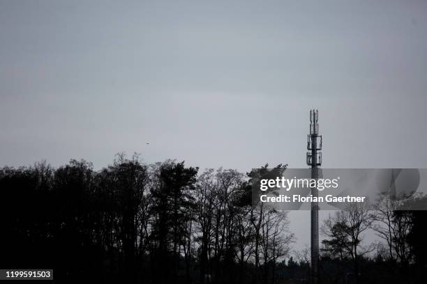 Radio mast is pictured on February 07, 2020 in Michendorf, Germany.