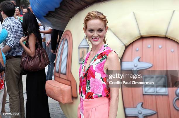 Jayma Mays attends the New York Smurf Week kick off ceremony at Smurfs Village at Merchant's Gate, Central Park on July 25, 2011 in New York City.