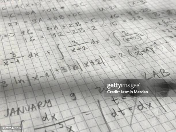 math handwritten paper - mathematics stock pictures, royalty-free photos & images