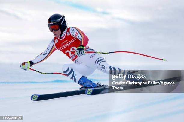 Veronique Hronek of Germany in action during the Audi FIS Alpine Ski World Cup Women's Super G on February 9, 2020 in Garmisch Partenkirchen, Germany.