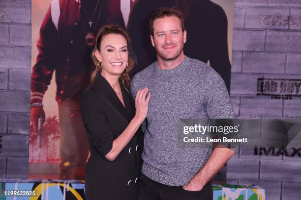 Elizabeth Chambers Hammer and Armie Hammer attend Premiere Of Columbia Pictures' "Bad Boys For Life" at TCL Chinese Theatre on January 14, 2020 in...