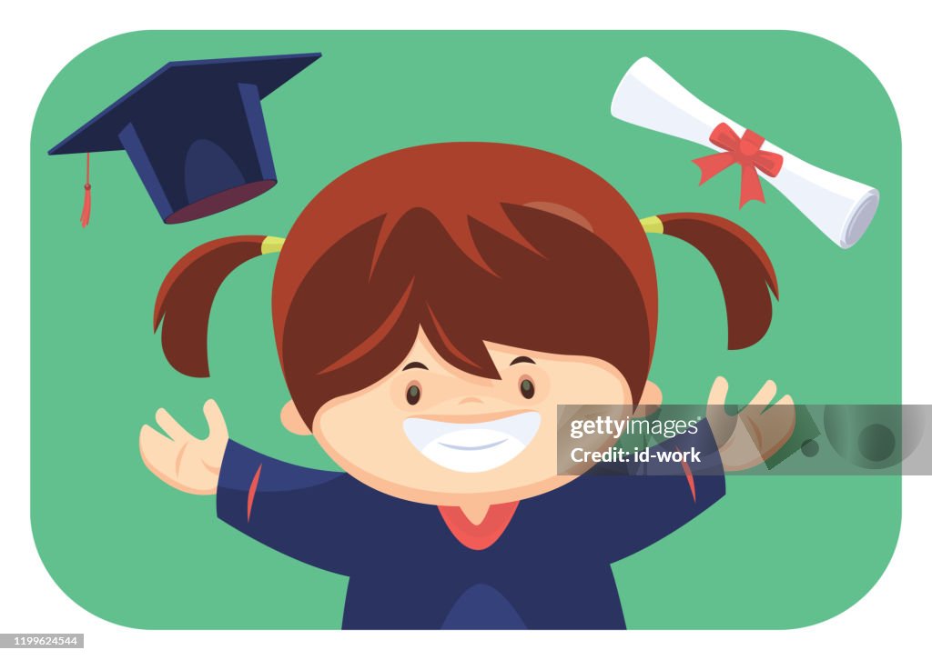 Happy girl graduate cheering