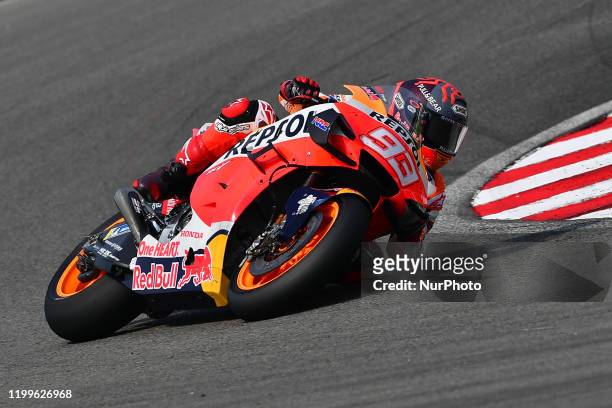 Marc Marquez of Repsol Honda Team during day three MotoGP Official Test Sepang 2020 at Sepang International Circuit on February 9 , 2020 in Sepang,...