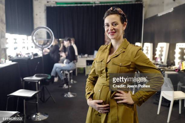 Designer Lena Hoschek poses backstage ahead of the Lena Hoschek show during Berlin Fashion Week Autumn/Winter 2020 at Kraftwerk Mitte on January 15,...