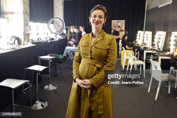Designer Lena Hoschek poses backstage ahead of the Lena Hoschek show during Berlin Fashion Week Autumn/Winter 2020 at Kraftwerk Mitte on January 15,...