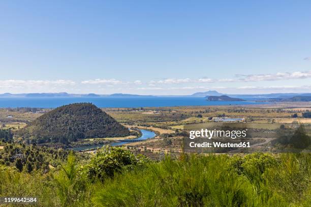 New Zealand North Island Tokaanu Scenic Landscape Seen From Te Ponanga Saddle, Stock-Foto
