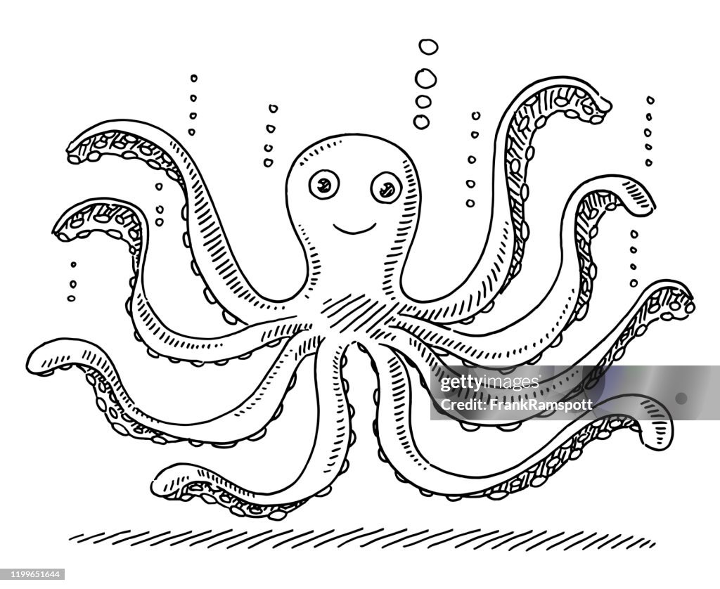 Cute Cartoon Octopus Drawing High-Res Vector Graphic - Getty Images