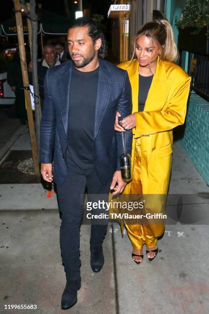 Russell Wilson and Ciara are seen on February 09, 2020 in Los Angeles, California.