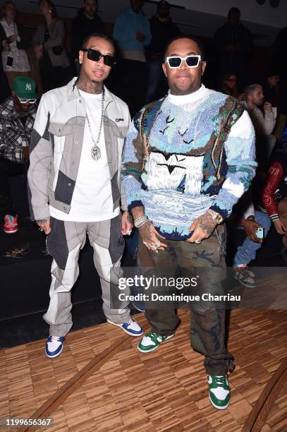 Tyga and DJ Mustard attend the Off-White Menswear Fall/Winter 2020-2021 show as part of Paris Fashion Week on January 15, 2020 in Paris, France.