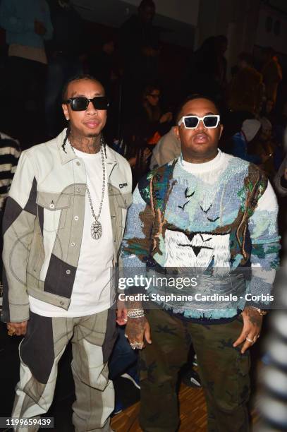 Tyga and DJ Mustard attends the Off-White Menswear Fall/Winter 2020-2021 show as part of Paris Fashion Week on January 15, 2020 in Paris, France.