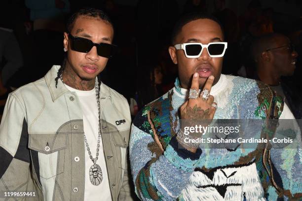 Tyga and DJ Mustard attends the Off-White Menswear Fall/Winter 2020-2021 show as part of Paris Fashion Week on January 15, 2020 in Paris, France.