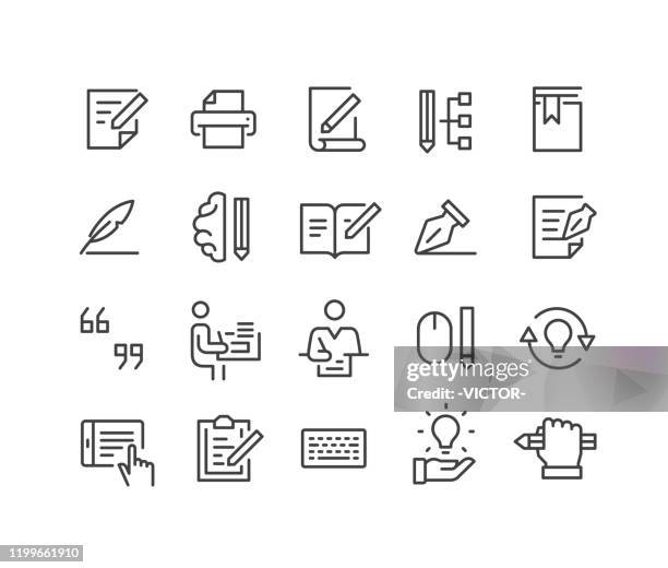 copywriting icons - classic line series - storytelling recomendation stock-grafiken, -clipart, -cartoons und -symbole