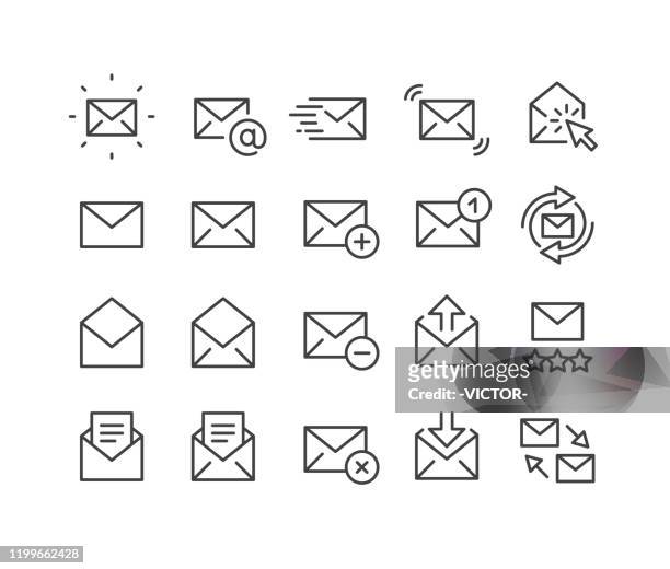 illustrazioni stock, clip art, cartoni animati e icone di tendenza di icone di posta - serie linea classica - e mail
