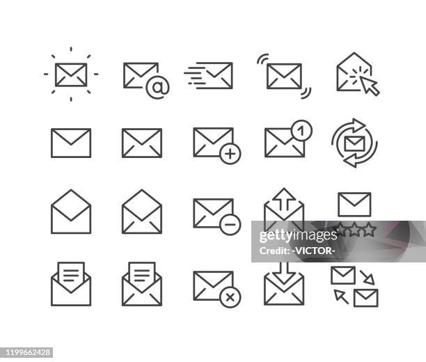 stockillustraties, clipart, cartoons en iconen met mail icons-classic line serie - correspondentie