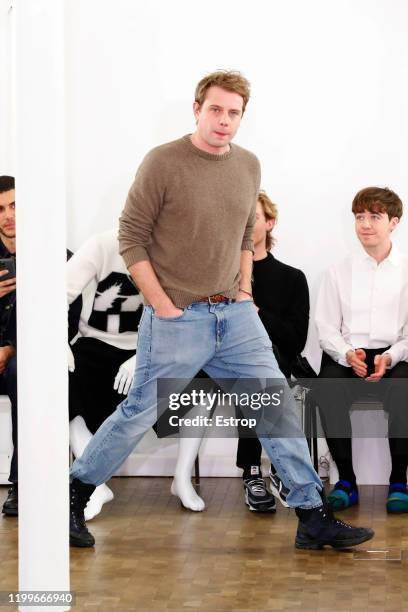 France – January 15: Fashion designer Jonathan Anderson y during the JW Anderson Menswear Fall/Winter 2020-2021 show as part of Paris Fashion Week on...